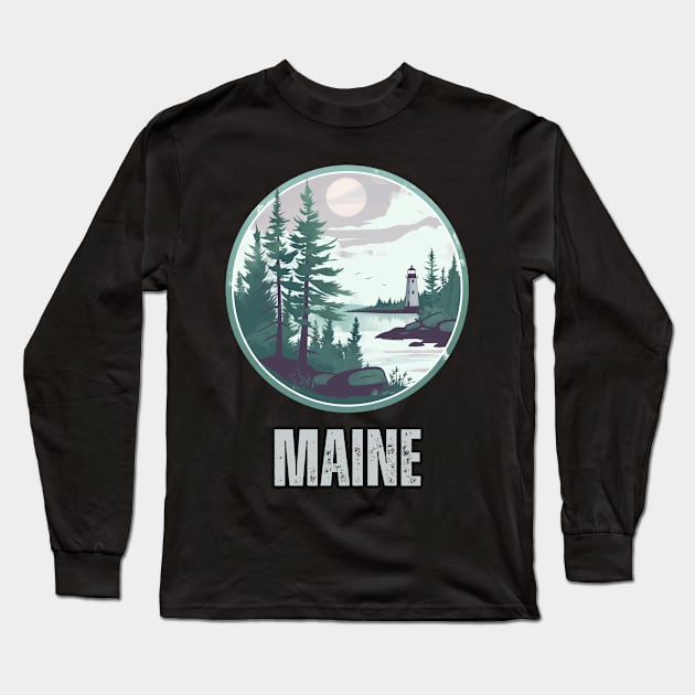 Maine State USA Long Sleeve T-Shirt by Mary_Momerwids